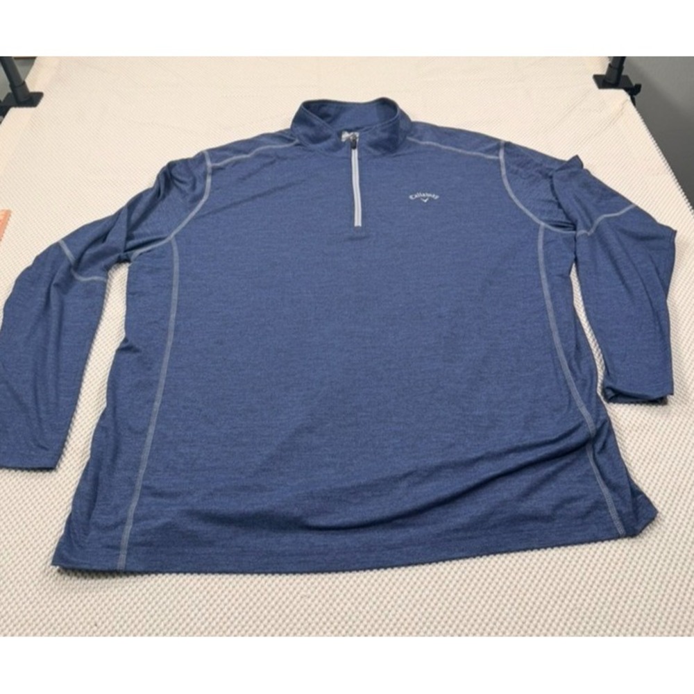 Callaway Golf Mens 2XLT 1/4 Zip Pullover Blue Long Sleeve Lightweight Big Tall